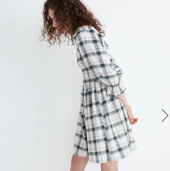 Madewell Lucie Puff Elbow Sleeve Smocked Mini Dress Size XS - Picture 5 of 14